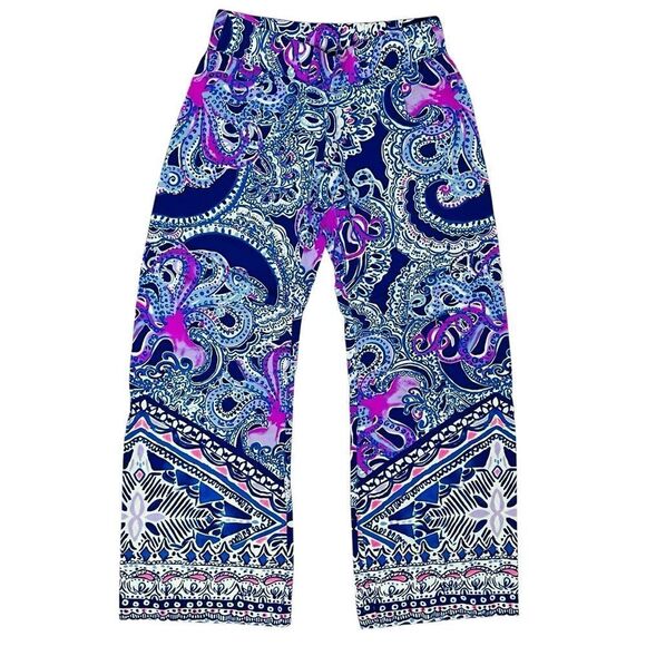 Lilly Pulitzer Bal Harbour Palazzo Paisley Multicolor  Pull On Pants XXS NWOT - Picture 5 of 12